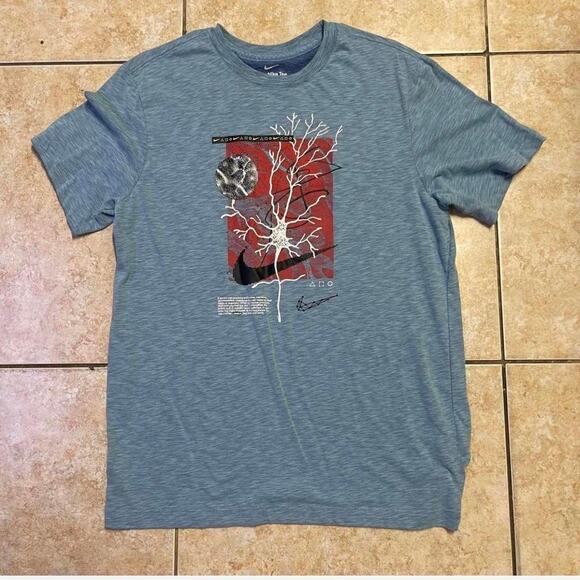 Nike Other - Nike Dri-FIT Training Tee Blue Graphic T-Shirt Neuron‎ Science Design